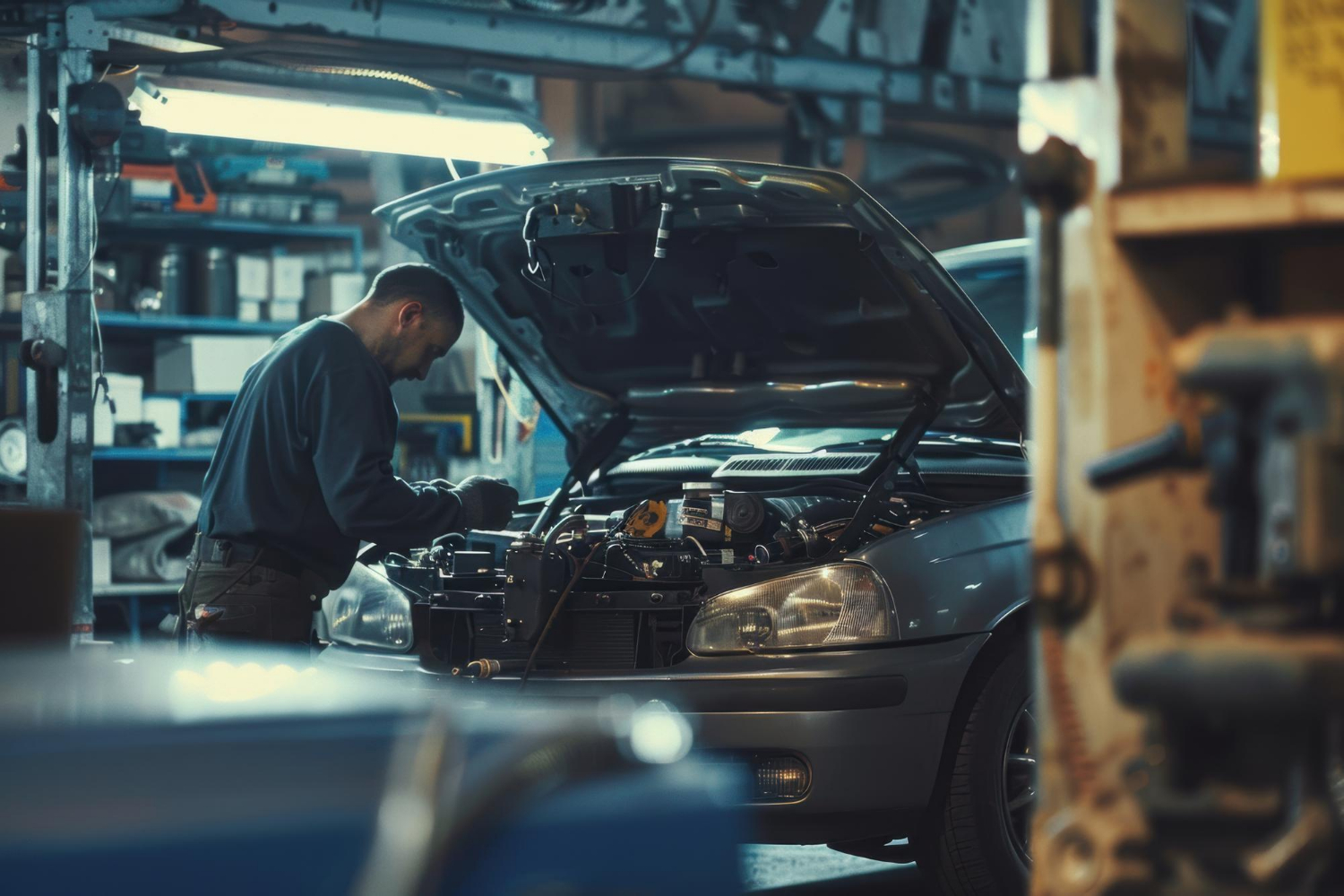 Profesionalni automehaničar u radionici vrši popravku i servisiranje automobila