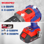 Aku. kompaktna udarna bušilica bez četkica (set), 20V (Li-Ion) – WORKPRO WP390019 - Slika 7