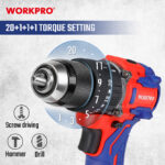 Aku. kompaktna udarna bušilica bez četkica (set), 20V (Li-Ion) – WORKPRO WP390019 - Slika 8