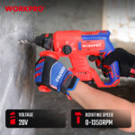 Aku. čekić-bušilica SDS+ (bez četkica), 20V – WORKPRO WP390300 - Slika 7