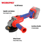 Aku. ugaona brusilica bez četkica 125mm, 20V – WORKPRO WP392004 - Slika 4