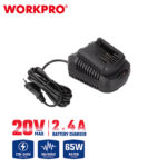 Set – punjač baterija (2,4A) sa dve baterije 20V (2.0Ah) – WORKPRO WP398005 - Slika 4
