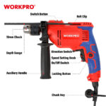 Električna udarna bušilica 710W,  13mm (Top cena) – WORKPRO WP470203 - Slika 3
