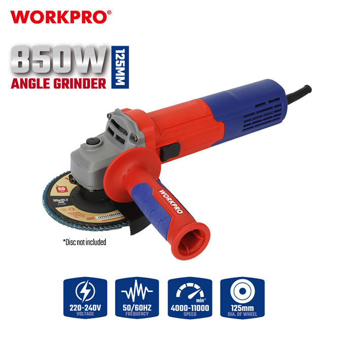 Električna ugaona brusilica 850W (sa regulacijom brzine), 125 mm  – WORKPRO WP472049