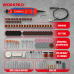 Električna mini brusilica (biaks) u setu sa priborom (211 dodataka) - WORKPRO WP472411 - Slika 3
